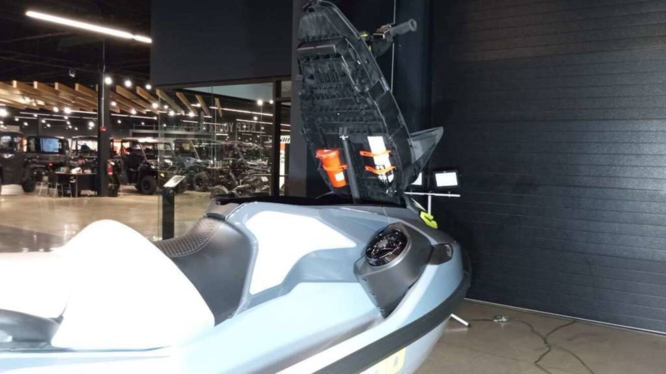 A photo of this 2026 Sea-Doo RXT-X 325 Ice Metal / Manta Green