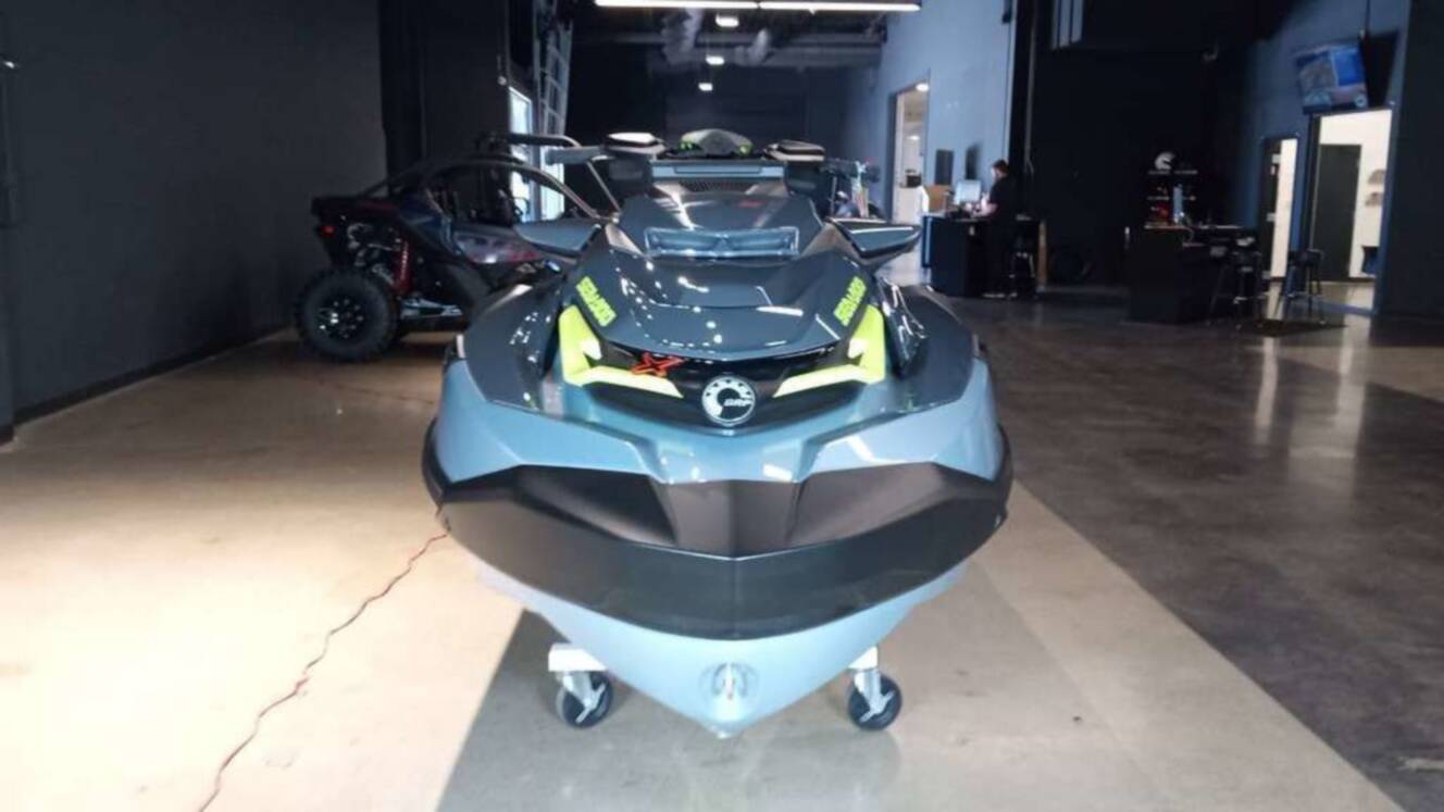 A photo of this 2026 Sea-Doo RXT-X 325 Ice Metal / Manta Green