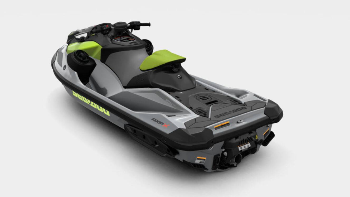 A photo of this 2026 Sea-Doo RXP-X 325 Tech, BRP Premium A, iBR Ice Metal / Manta