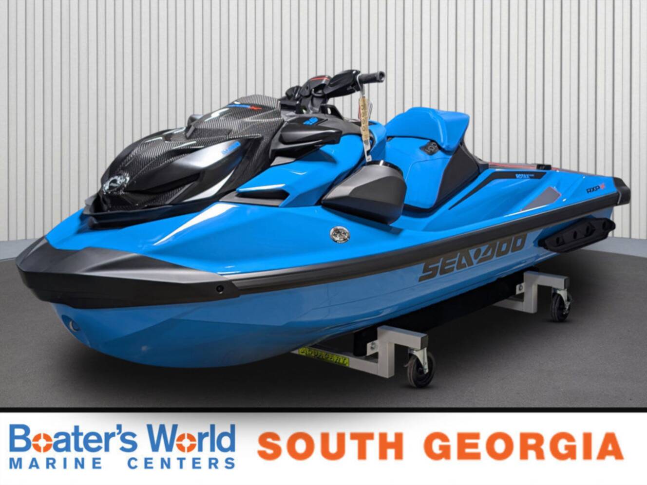 A photo of this 2026 Sea-Doo RXP-X 325 Tech, BRP Premium A, iBR Gulfstream Blue P