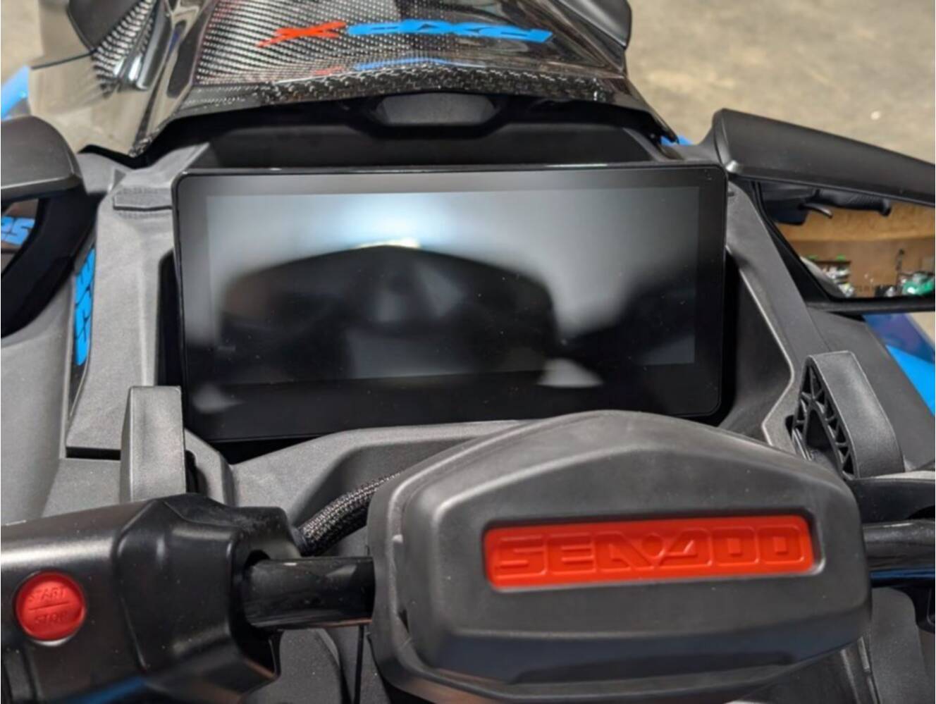 A photo of this 2026 Sea-Doo RXP-X 325 Tech, BRP Premium A, iBR Gulfstream Blue P