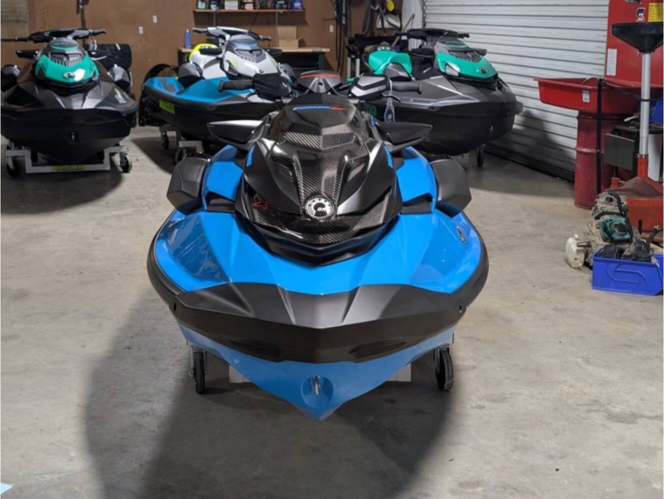 A photo of this 2026 Sea-Doo RXP-X 325 Tech, BRP Premium A, iBR Gulfstream Blue P