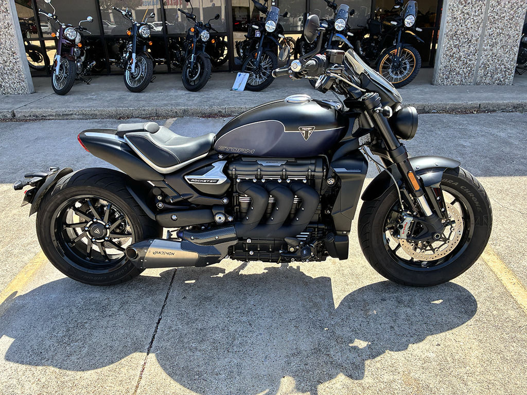 2025 Triumph Rocket 3 Storm GT Matte Sapphire Black and Satin Pacifi STORM GT in Plano, TX