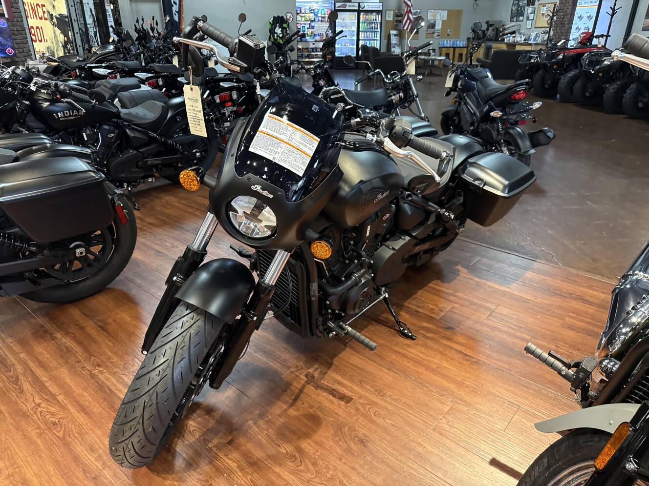 A photo of this 2026 Indian SPORT SCOUT RT, ONYX BLACK SMOKE, 49ST
