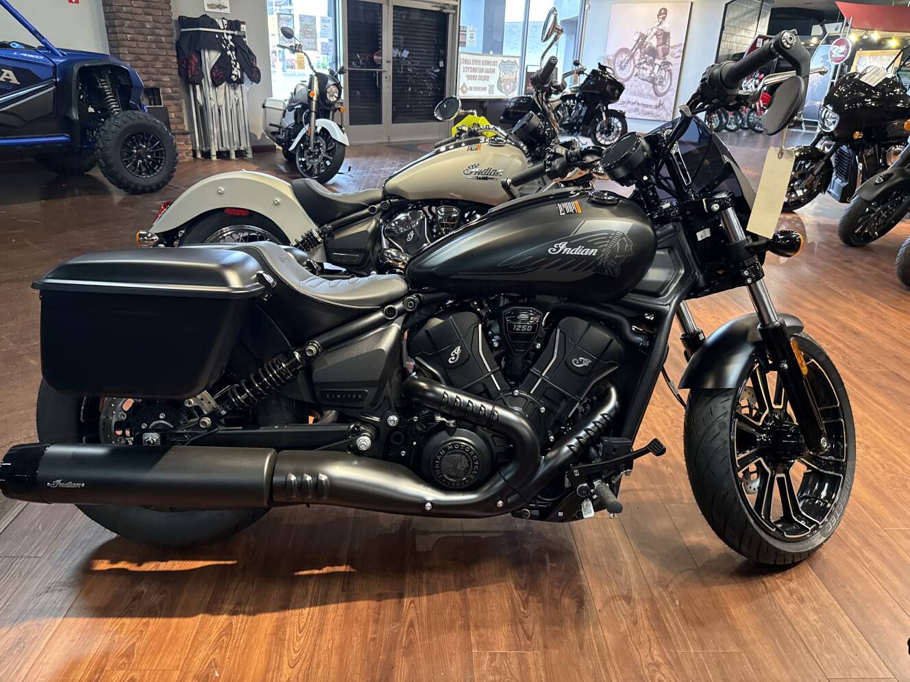 A photo of this 2026 Indian SPORT SCOUT RT, ONYX BLACK SMOKE, 49ST