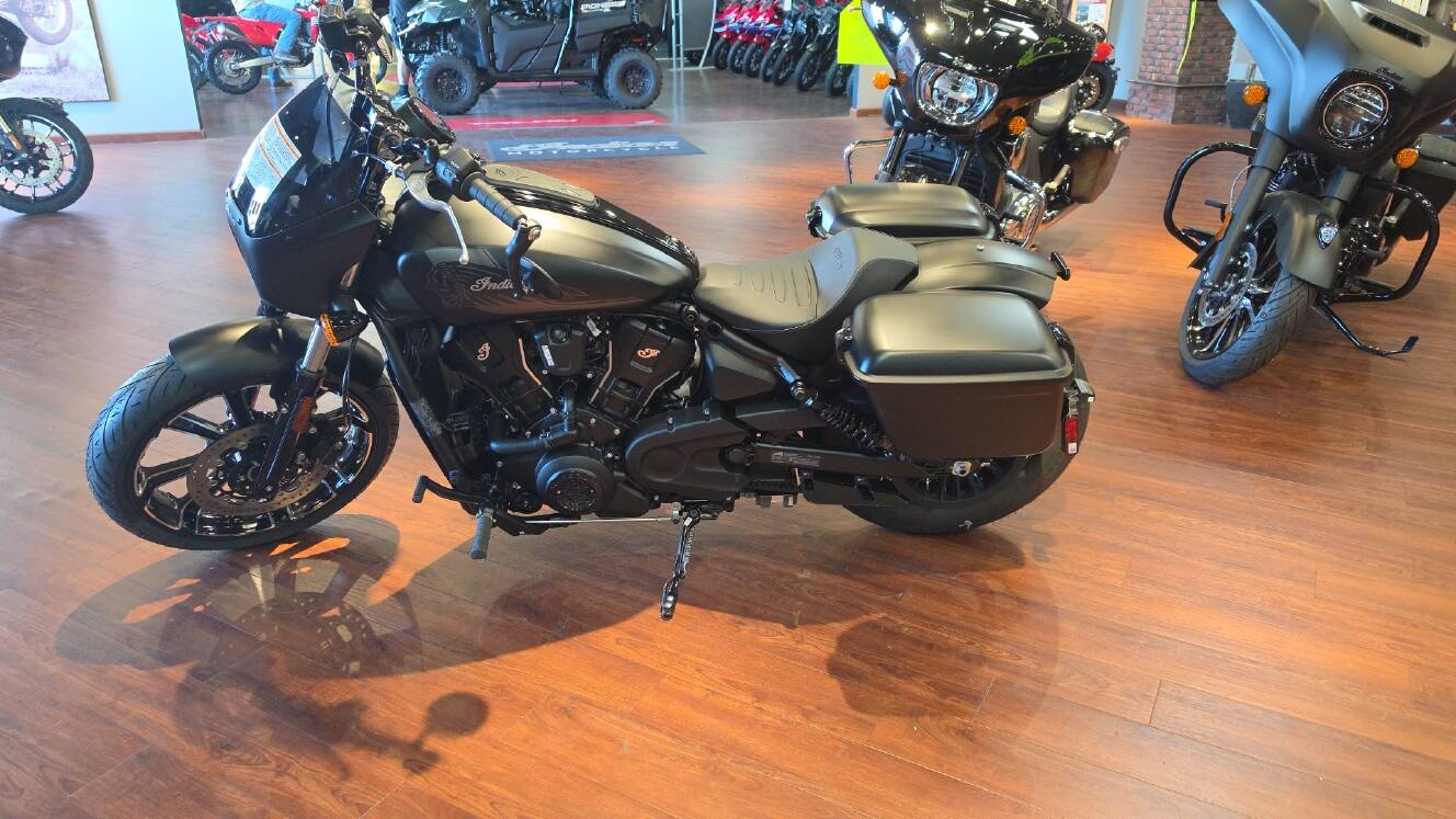 A photo of this 2026 Indian SPORT SCOUT RT, ONYX BLACK SMOKE, 49ST