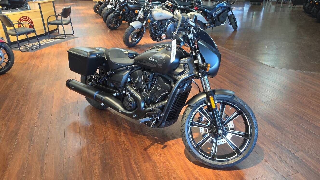 A photo of this 2026 Indian SPORT SCOUT RT, ONYX BLACK SMOKE, 49ST