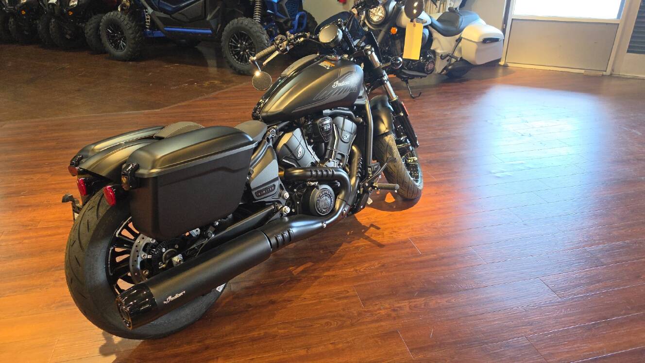 A photo of this 2026 Indian SPORT SCOUT RT, ONYX BLACK SMOKE, 49ST