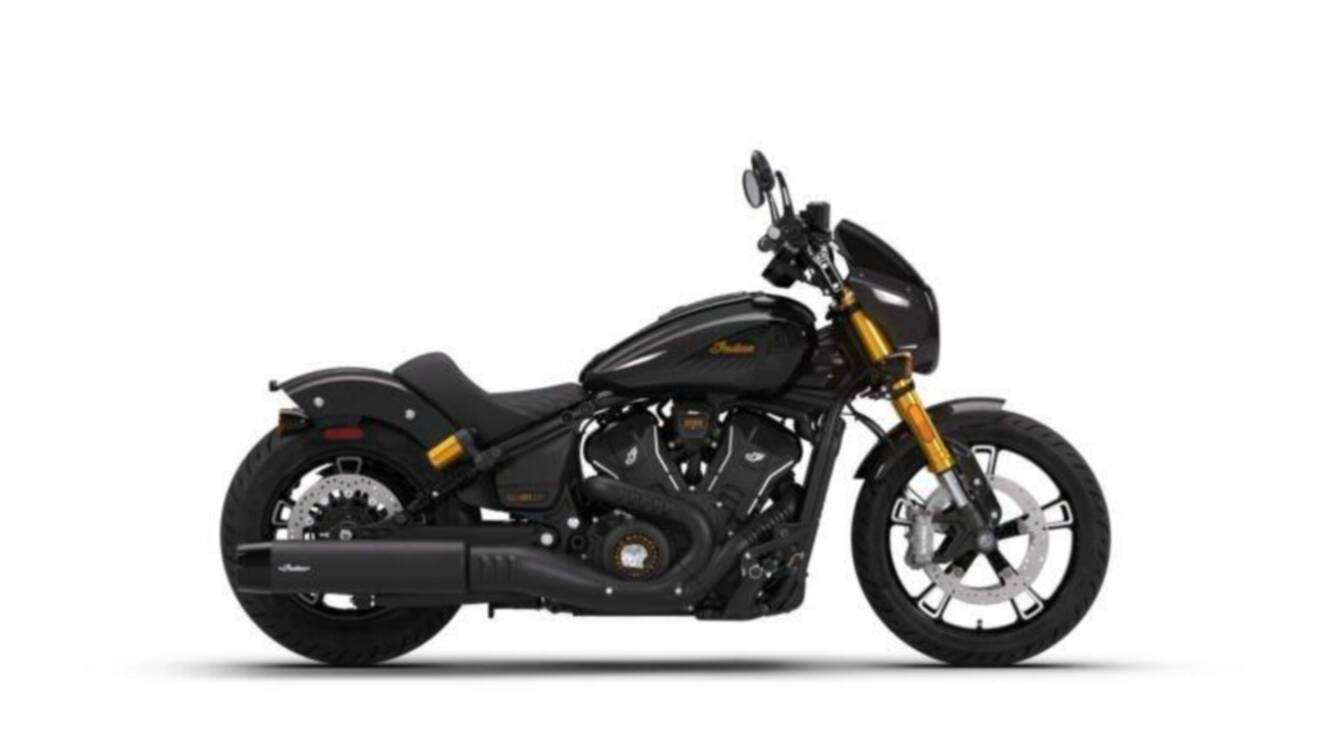 A photo of this 2026 Indian Motorcycle 101 SCOUT ONYX BLACK CRYSTAL W GRFX 49ST
