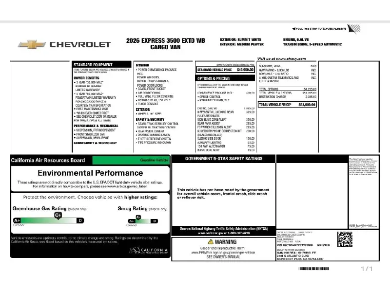 2026 CHEVROLET EXPRESS G3500