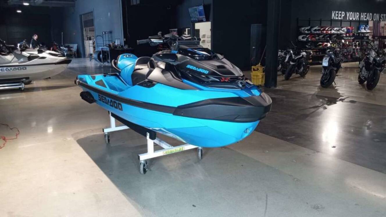A photo of this 2026 Sea-Doo RXT-X 325 Gulfstream Blue Premium