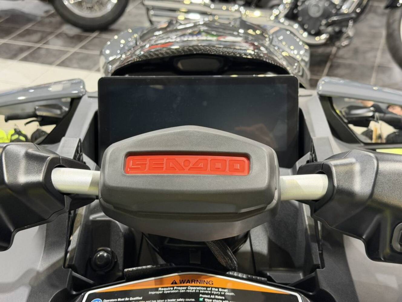 A photo of this 2026 Sea-Doo RXP-X 325 Tech, BRP Premium A, iBR Ice Metal / Manta