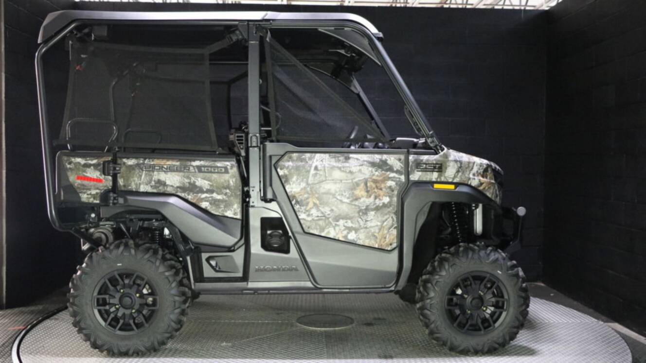 A photo of this 2026 Honda® Pioneer 1000-5 Deluxe TrueTimber Atera Camo
