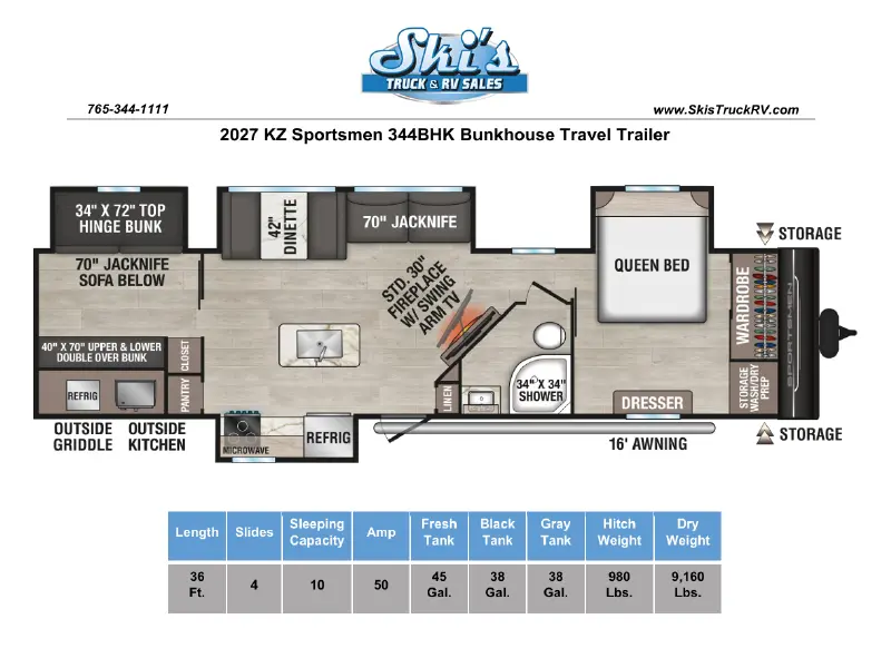 2027 KZ RV Sportsmen 344BHK