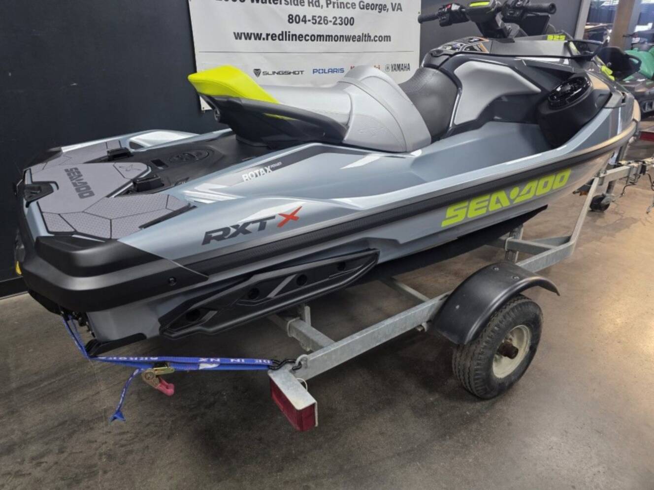 A photo of this 2026 Sea-Doo RXT-X 325 Ice Metal Manta Green
