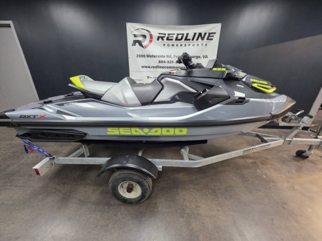 A photo of this 2026 Sea-Doo RXT-X 325 Ice Metal Manta Green
