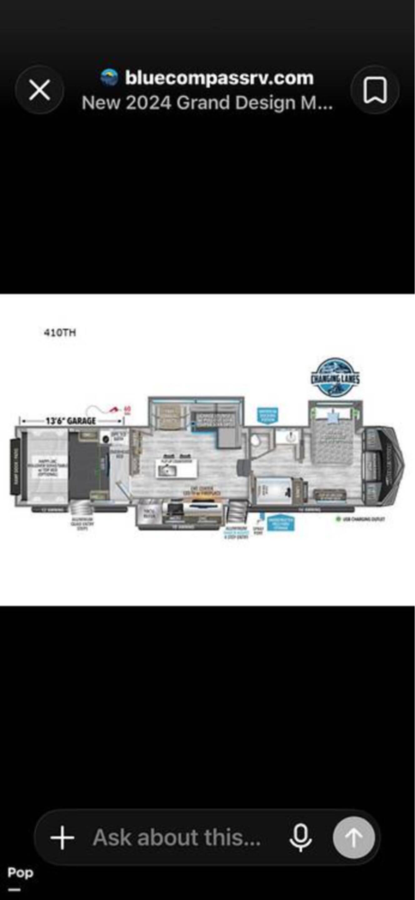 A photo of this 2023 Grand Design Momentum 410TH