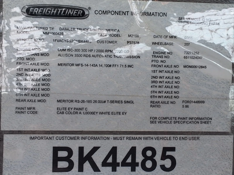 2012 FREIGHTLINER BUSINESS CLASS M2 106