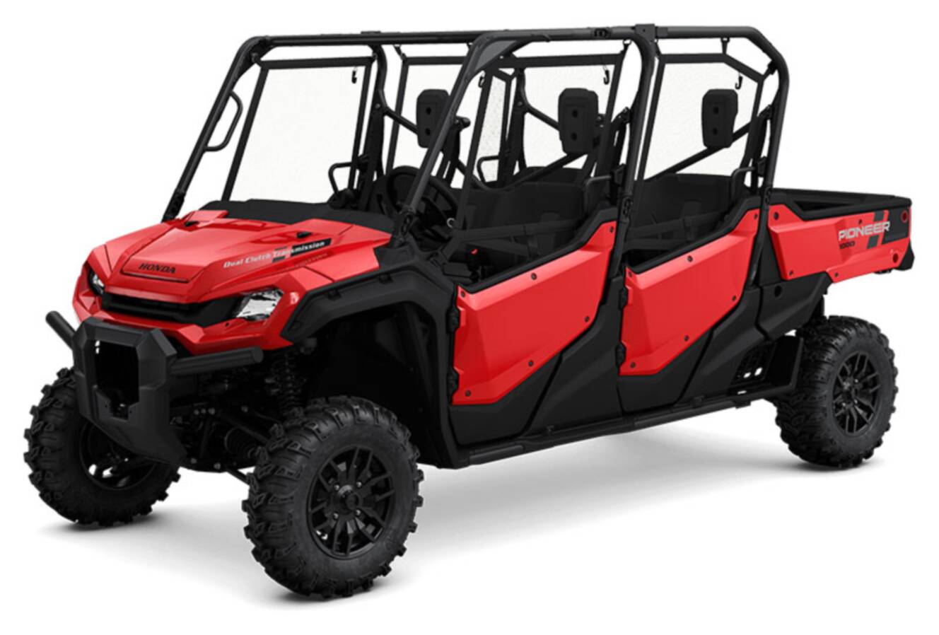 A photo of this 2025 Honda Pioneer 1000-6 Deluxe Crew