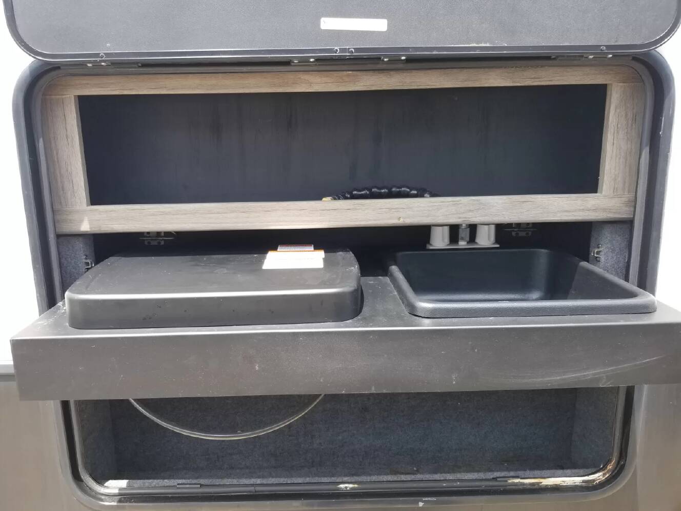 A photo of this 2021 Heartland Fuel 362 Toy Hauler