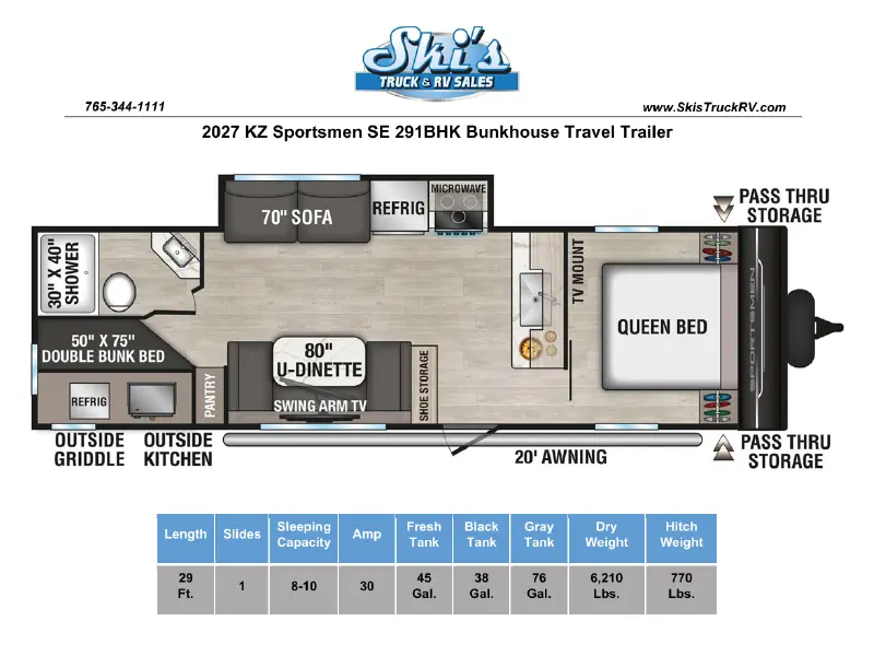 2027 KZ RV Sportsmen 291BHK