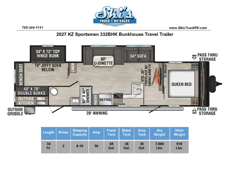 2027 KZ RV Sportsmen 332BHK