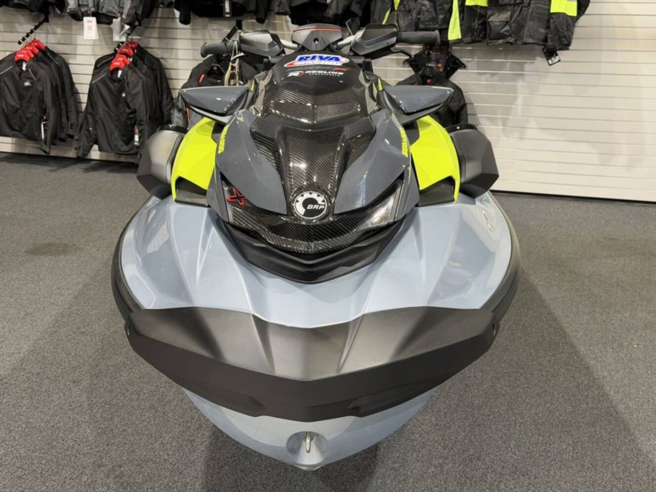 A photo of this 2026 Sea-Doo RXP-X 325 Tech, BRP Premium A, iBR Ice Metal / Manta