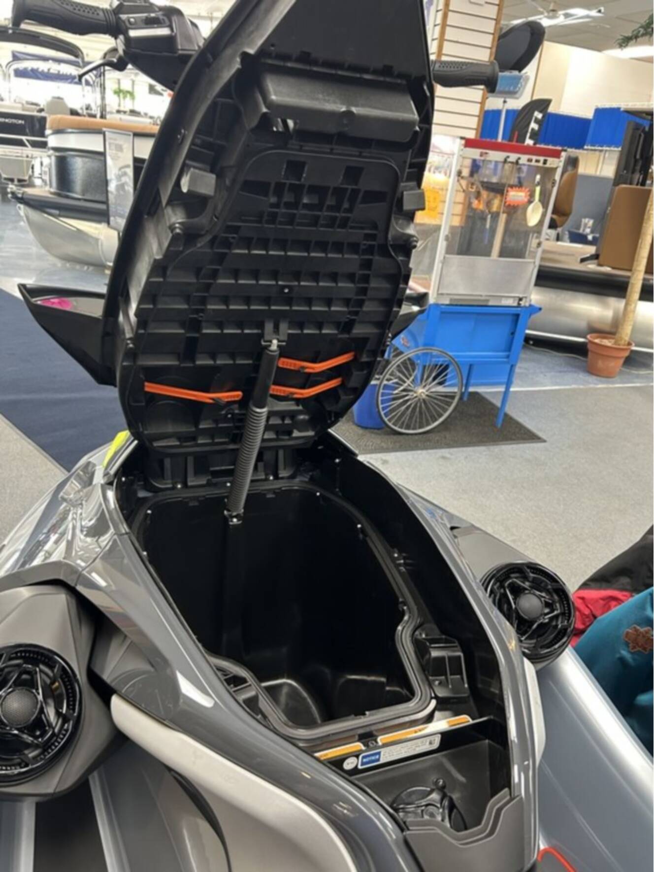 A photo of this 2026 Sea-Doo RXP-X 325 w/ Sound System-Ice Metal/ Manta Green