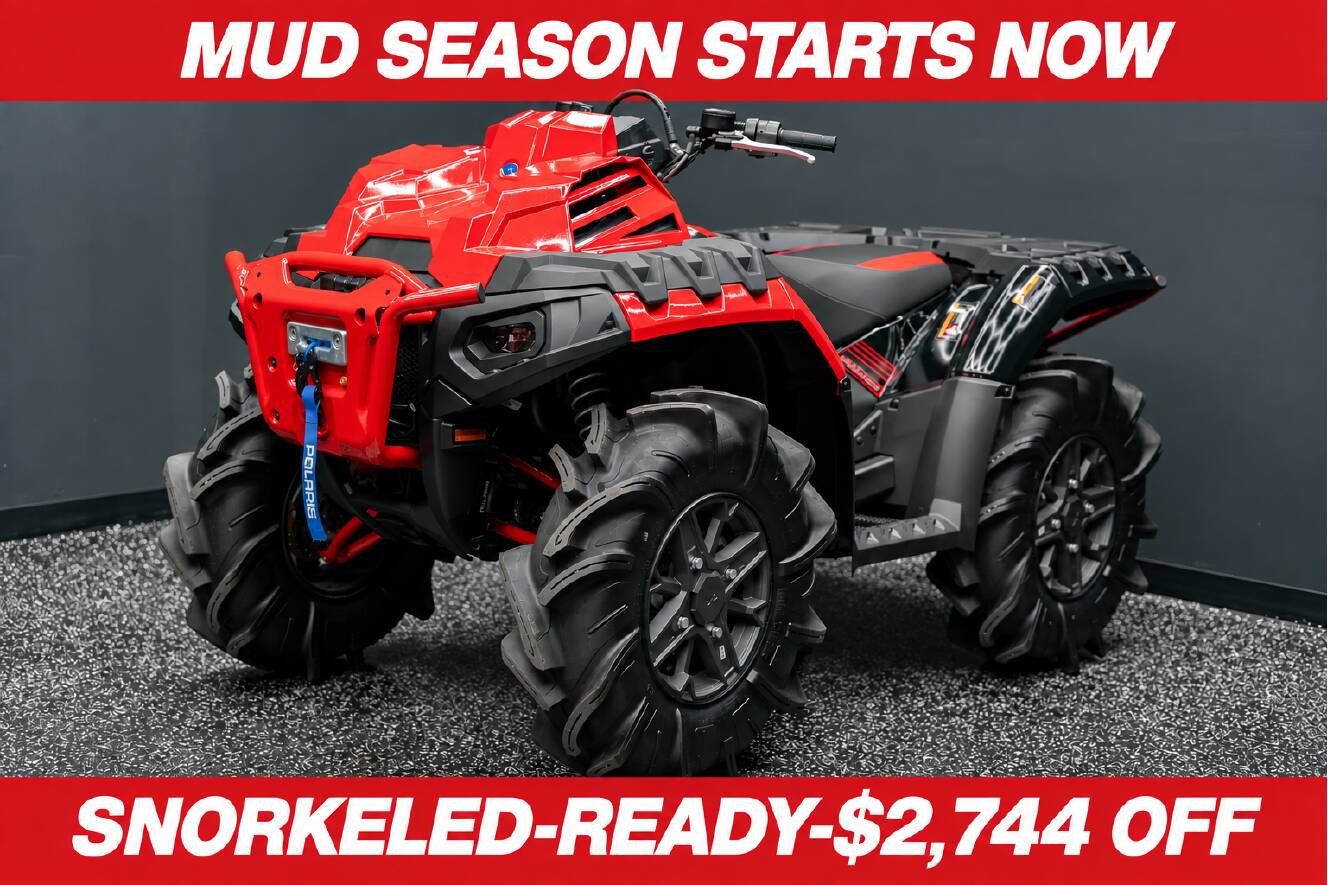 A photo of this 2026 Polaris SPORTSMAN XP 1000 MUD ED INDY RED PEARL Mud Edition
