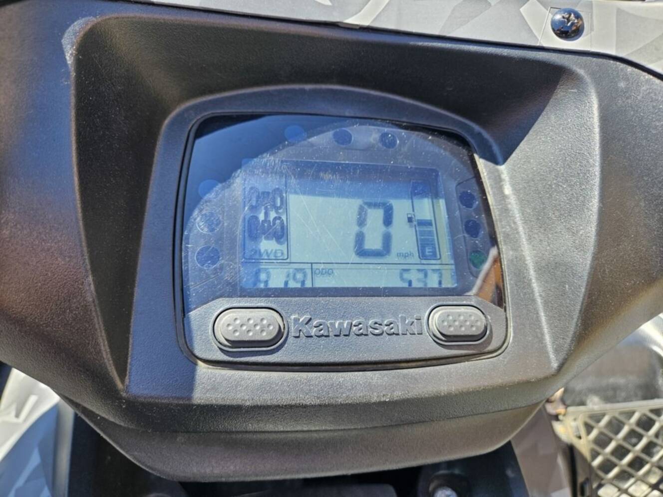 A photo of this 2023 Kawasaki Brute Force® 750 4x4i EPS Fragment Camo Gray