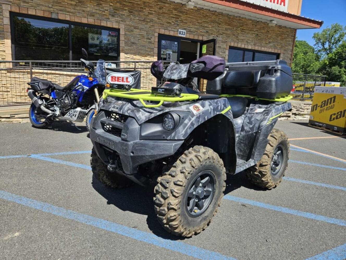 A photo of this 2023 Kawasaki Brute Force® 750 4x4i EPS Fragment Camo Gray