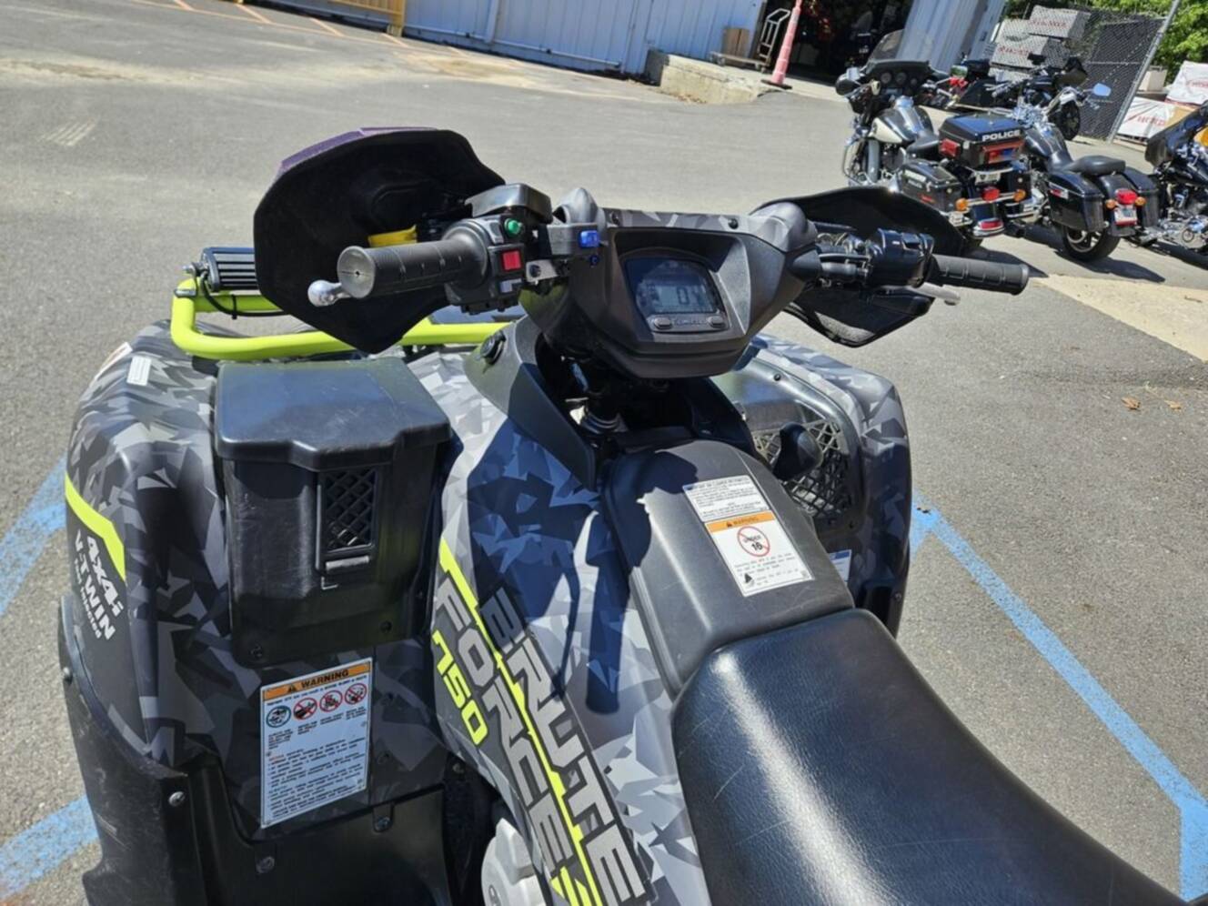 A photo of this 2023 Kawasaki Brute Force® 750 4x4i EPS Fragment Camo Gray