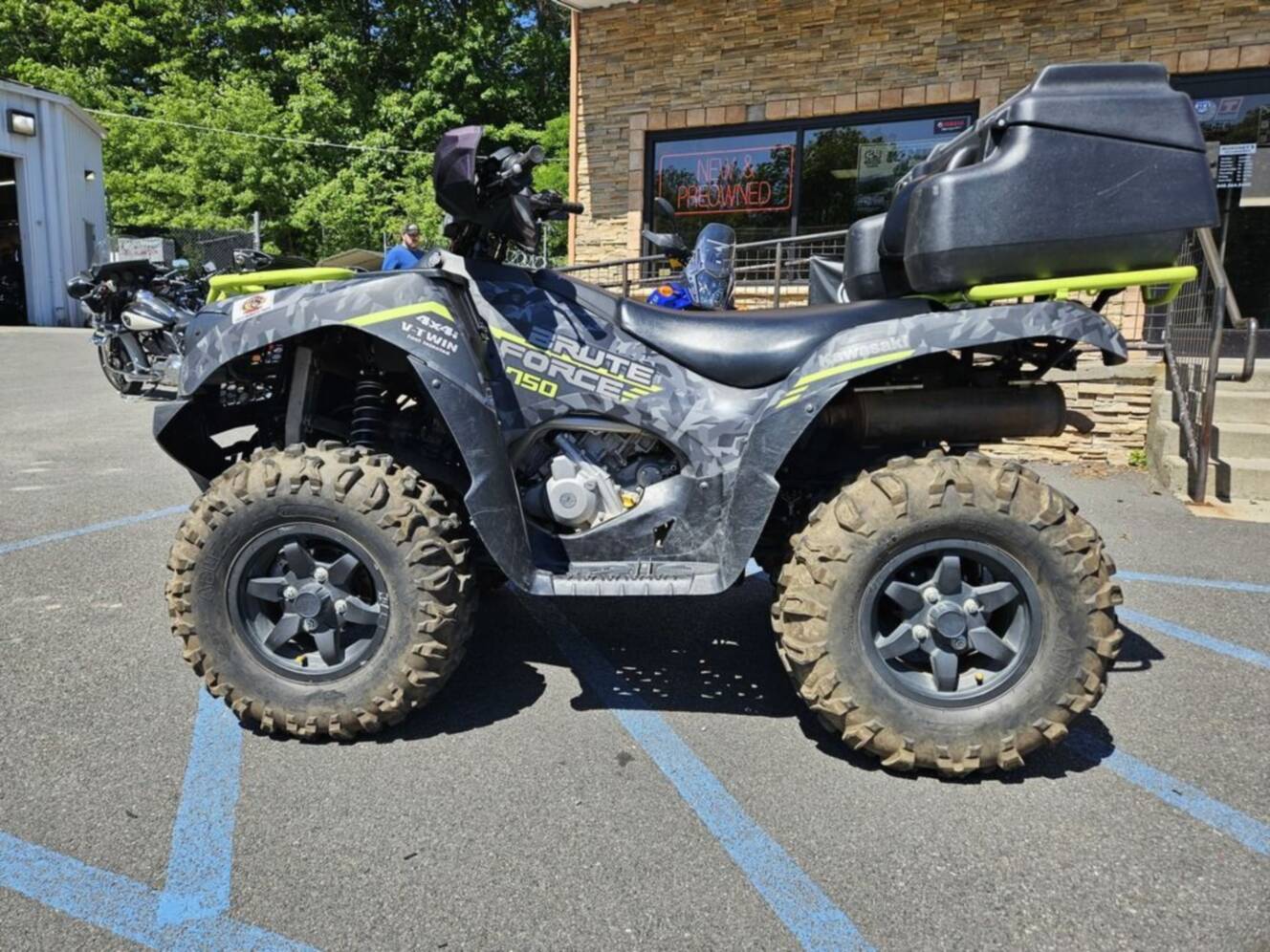 A photo of this 2023 Kawasaki Brute Force® 750 4x4i EPS Fragment Camo Gray