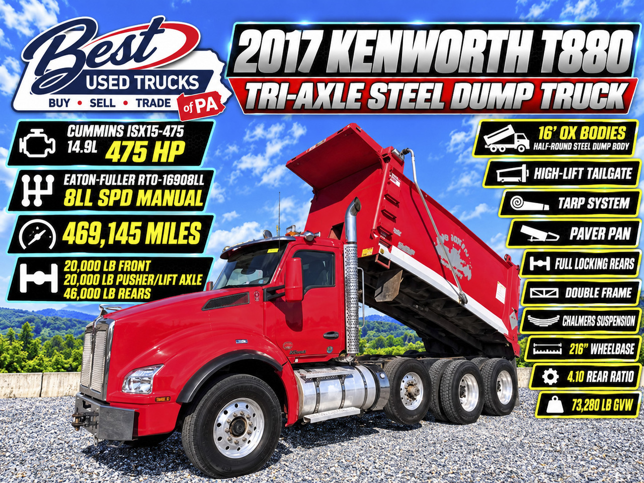 2017 KENWORTH T880 in Myerstown, PA