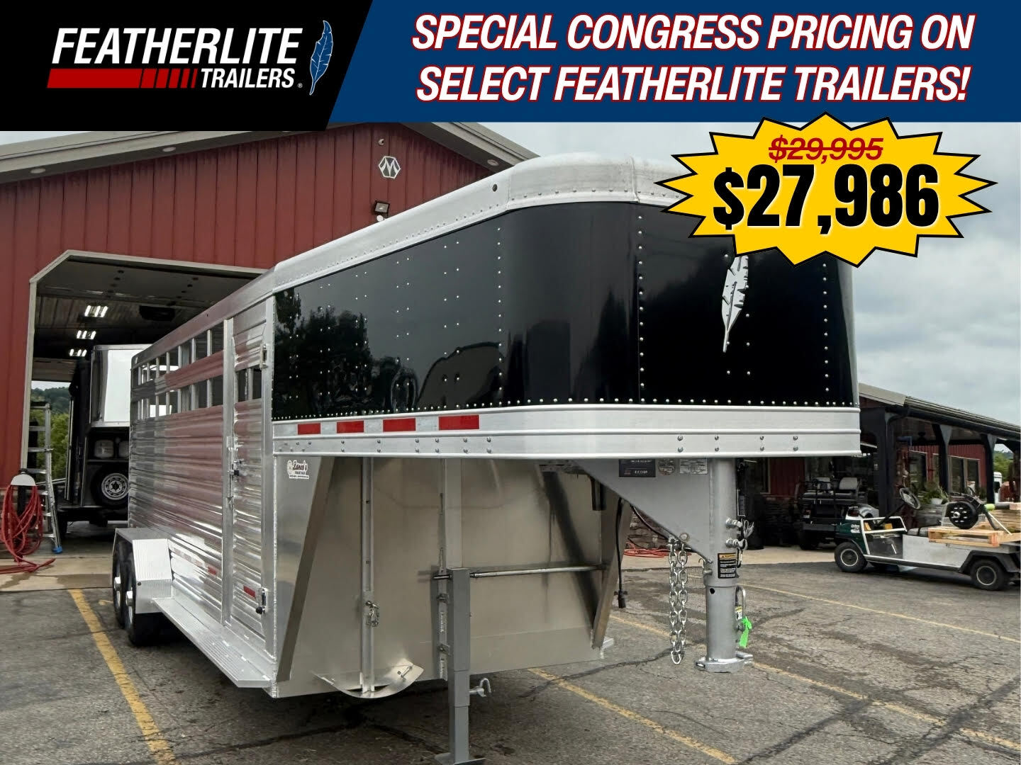 2027 Featherlite Trailers 20' Extra Tall Livestock Trailer CONGRESS SPECIAL in Athens, OH