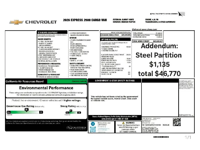 2026 CHEVROLET EXPRESS G2500