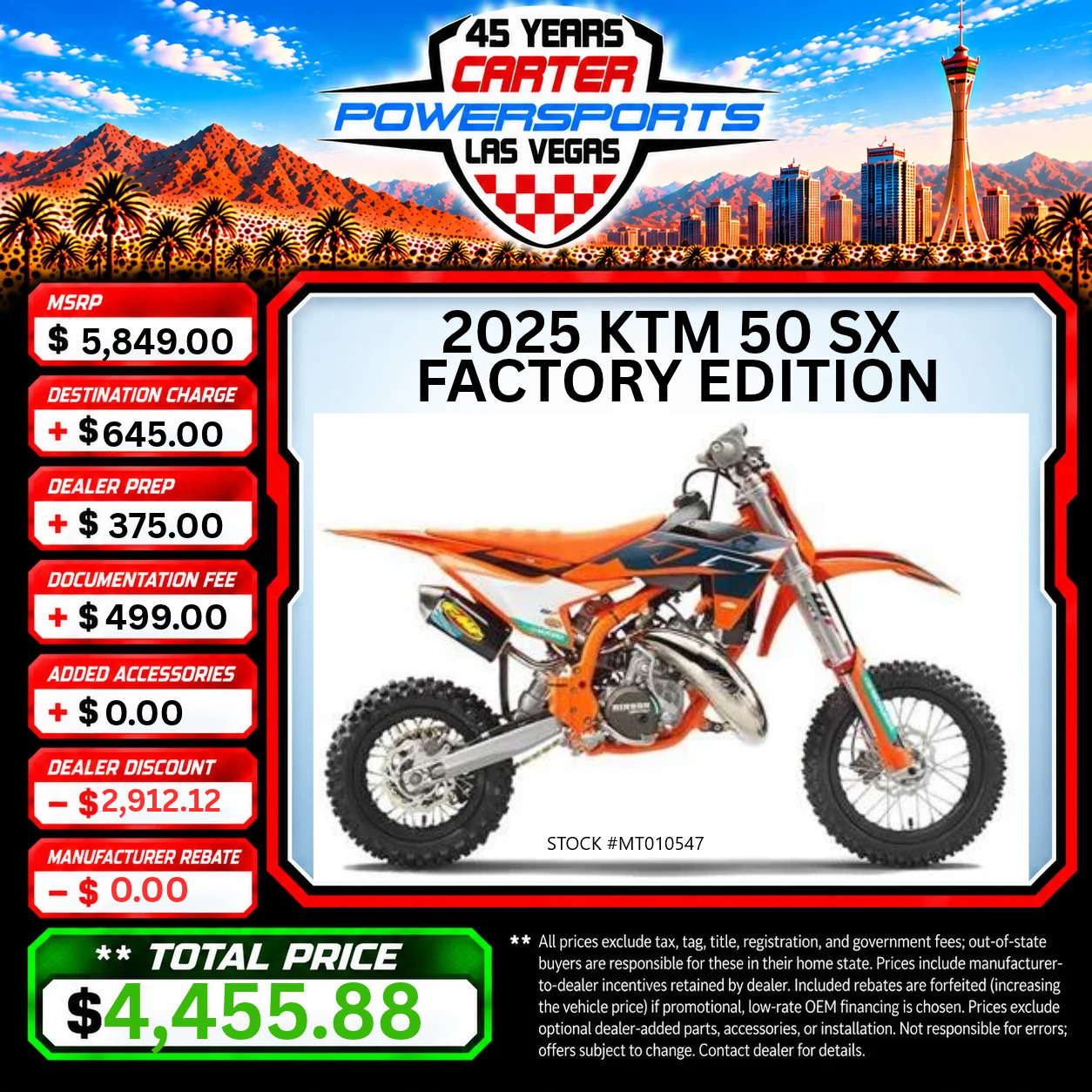 2025 KTM 50 SX FACTORY EDITION SX FACTORY EDITION in Las Vegas, NV