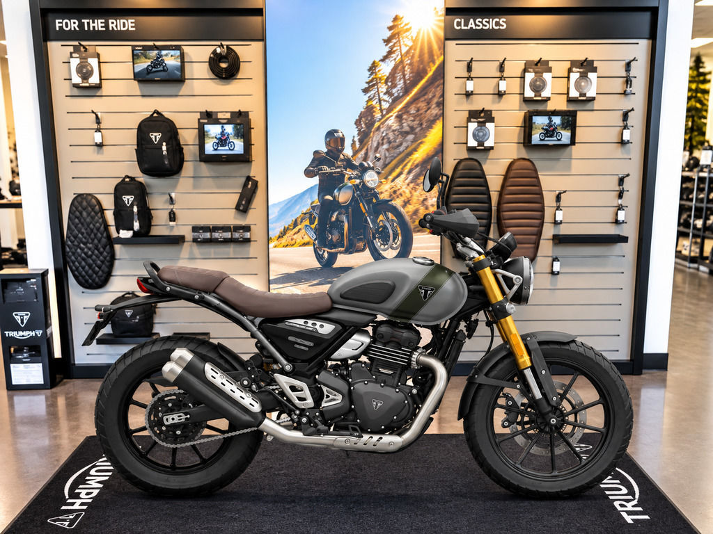 2027 Triumph Scrambler 400 X Matte PewterGrey/Matte Khaki Green X in Hagerstown, MD