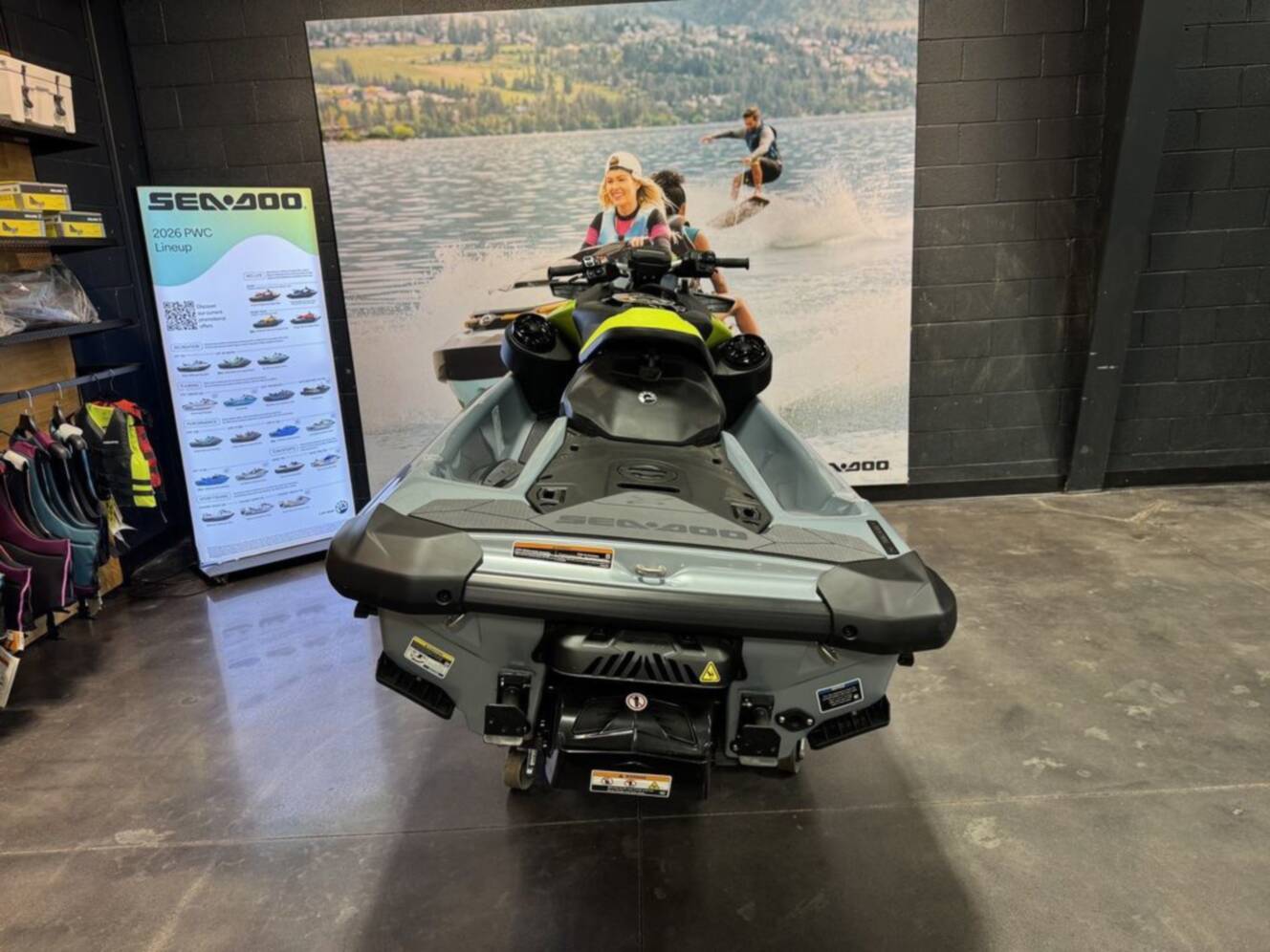 A photo of this 2026 Sea-Doo RXP-X 325 Tech, BRP Premium A, iBR Ice Metal / Manta