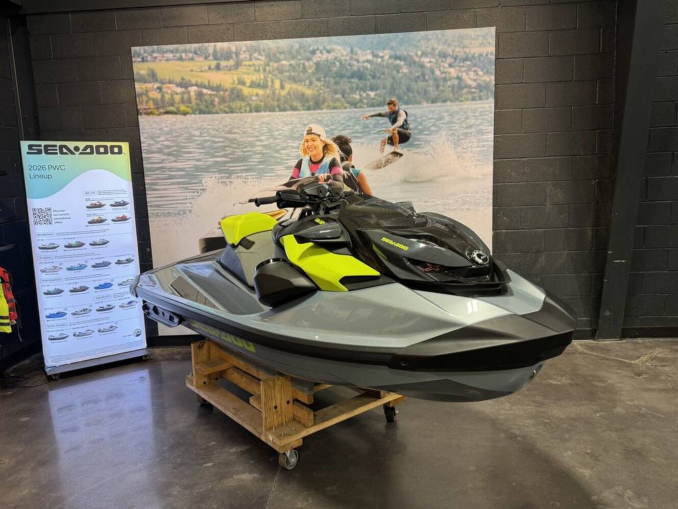 A photo of this 2026 Sea-Doo RXP-X 325 Tech, BRP Premium A, iBR Ice Metal / Manta