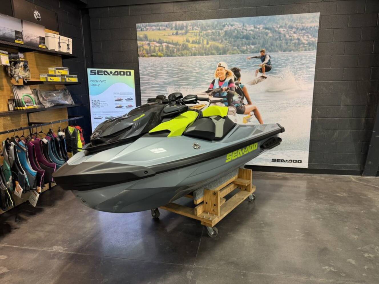 A photo of this 2026 Sea-Doo RXP-X 325 Tech, BRP Premium A, iBR Ice Metal / Manta