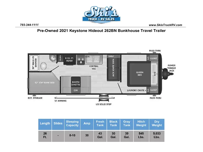 2021 Keystone Hideout 262BN