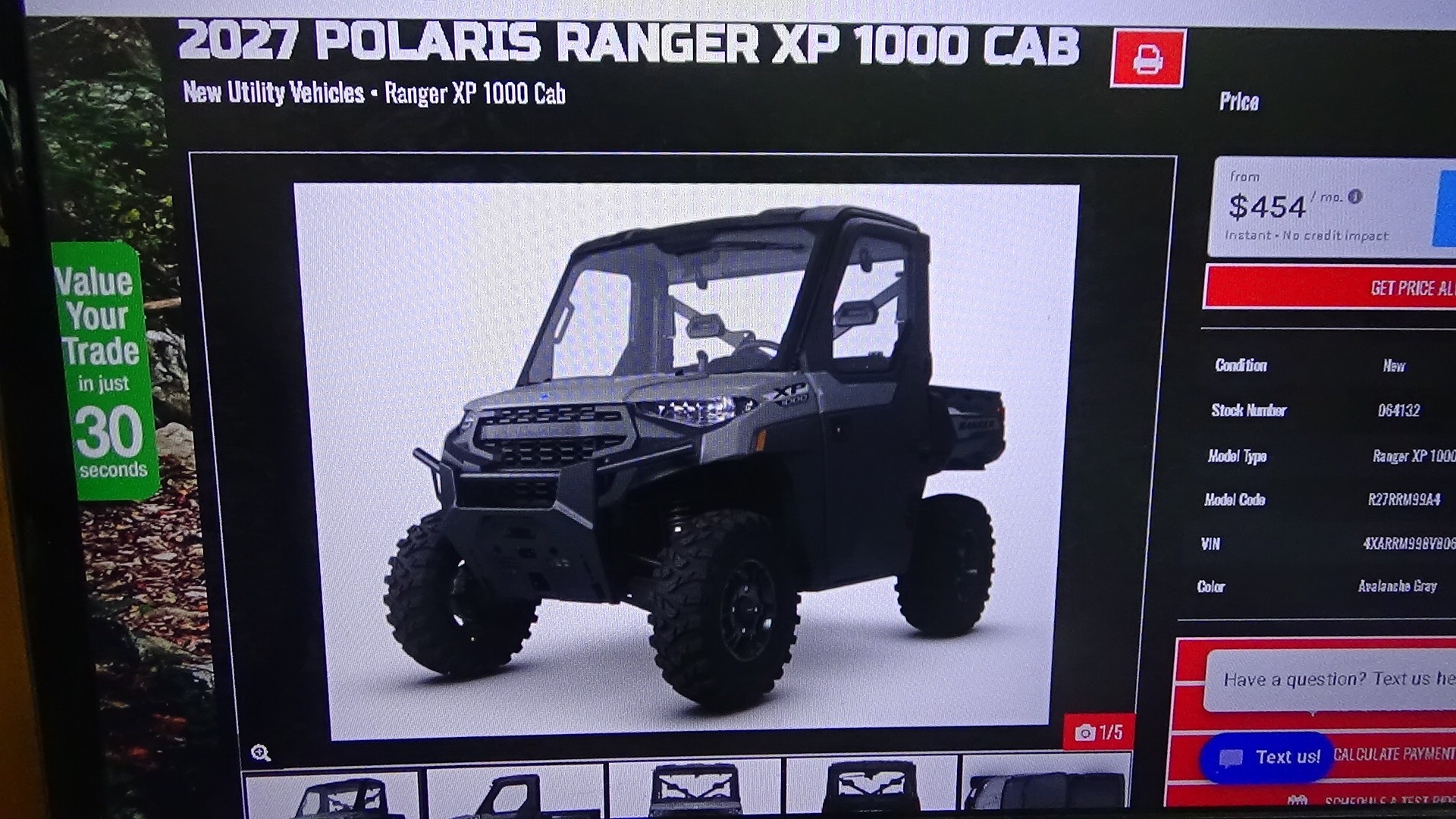 2027 Polaris Ranger XP 1000 Cab BASE in bennington VT