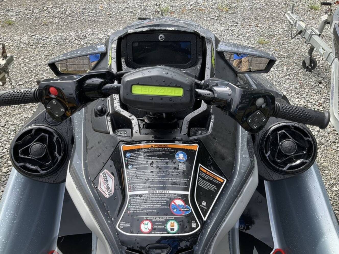 A photo of this 2025 Sea-Doo RXT-X 325 Ice Metal / Manta Green