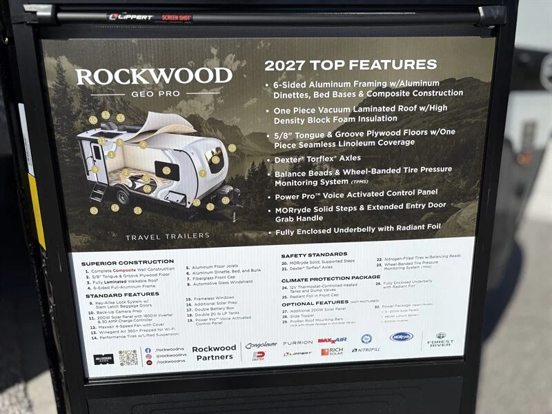 2027 Forest River Geo Pro 20SFB Rockwood