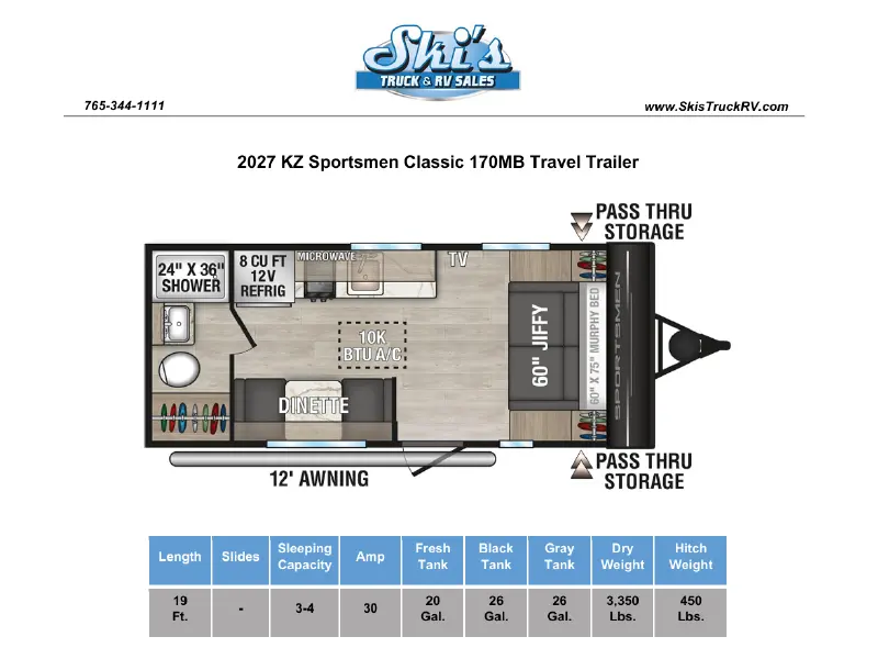2027 KZ RV Sportsmen Classic 170MB
